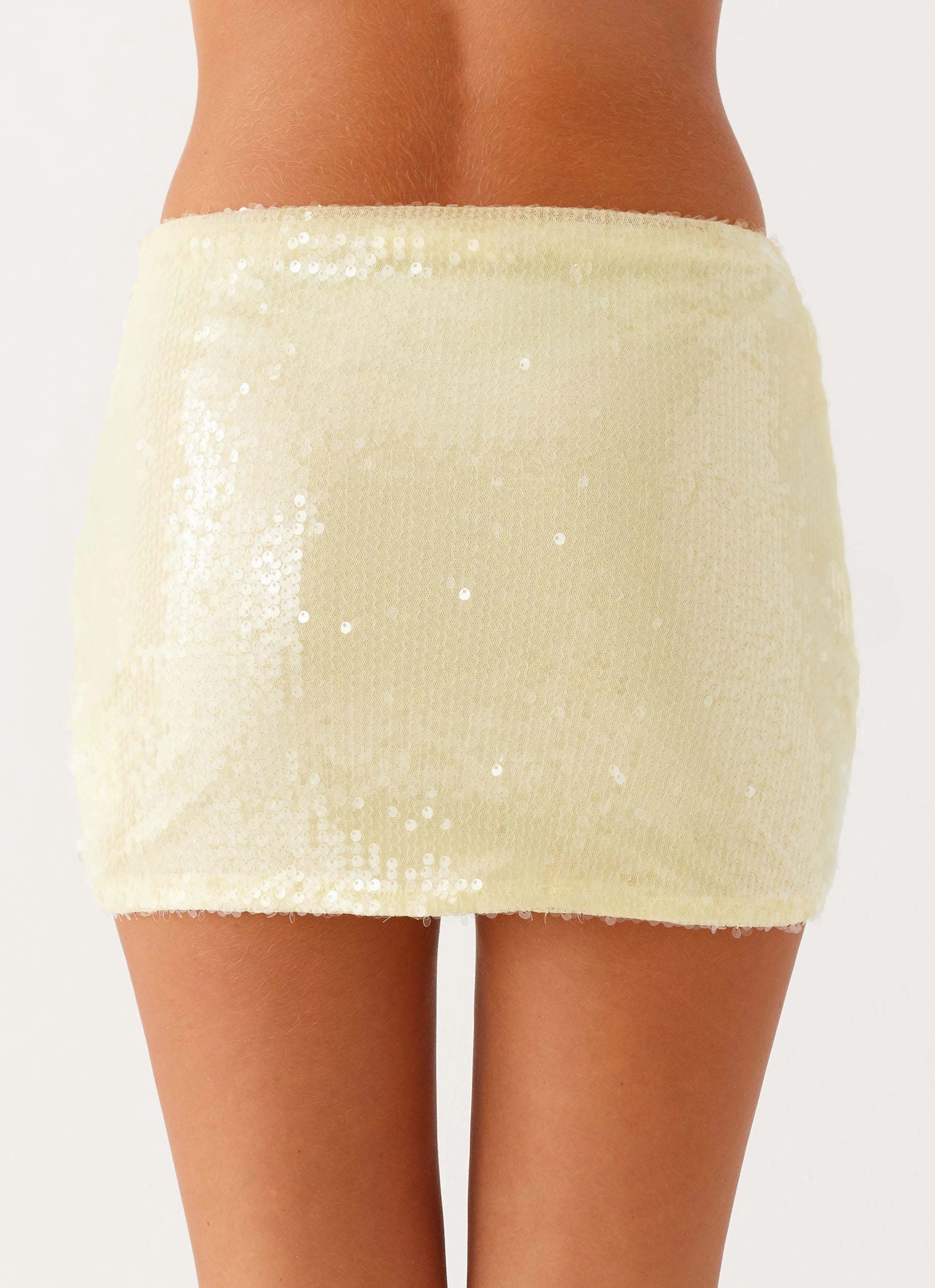 Everyday Line Nostalgic Nights Sequin Mini Skirt - Lemon Spritz
