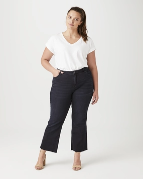 Serenity High Rise Flared Jean | Dark Wash tailored look