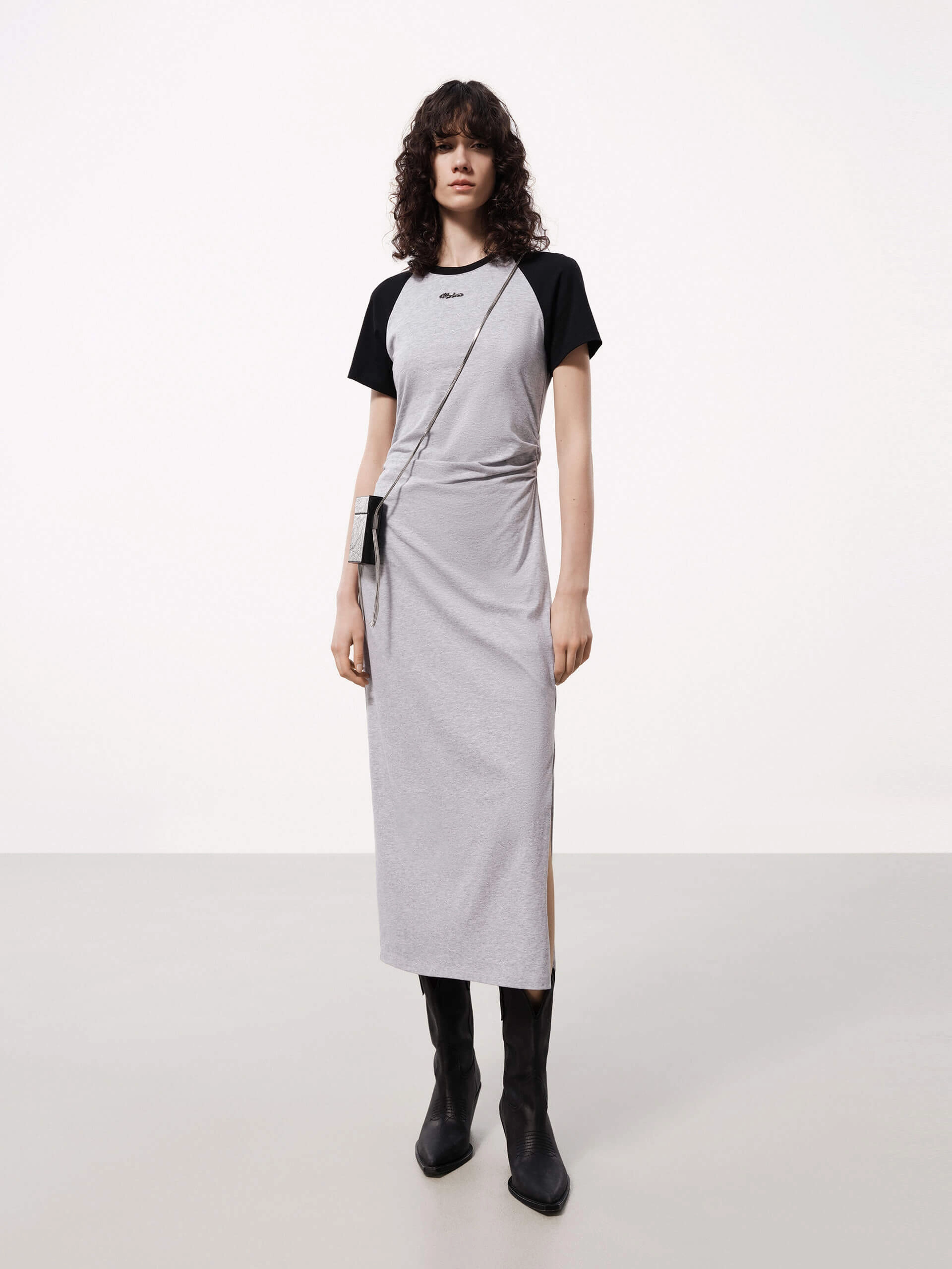 Cozy Texture Side Slit Midi Dress