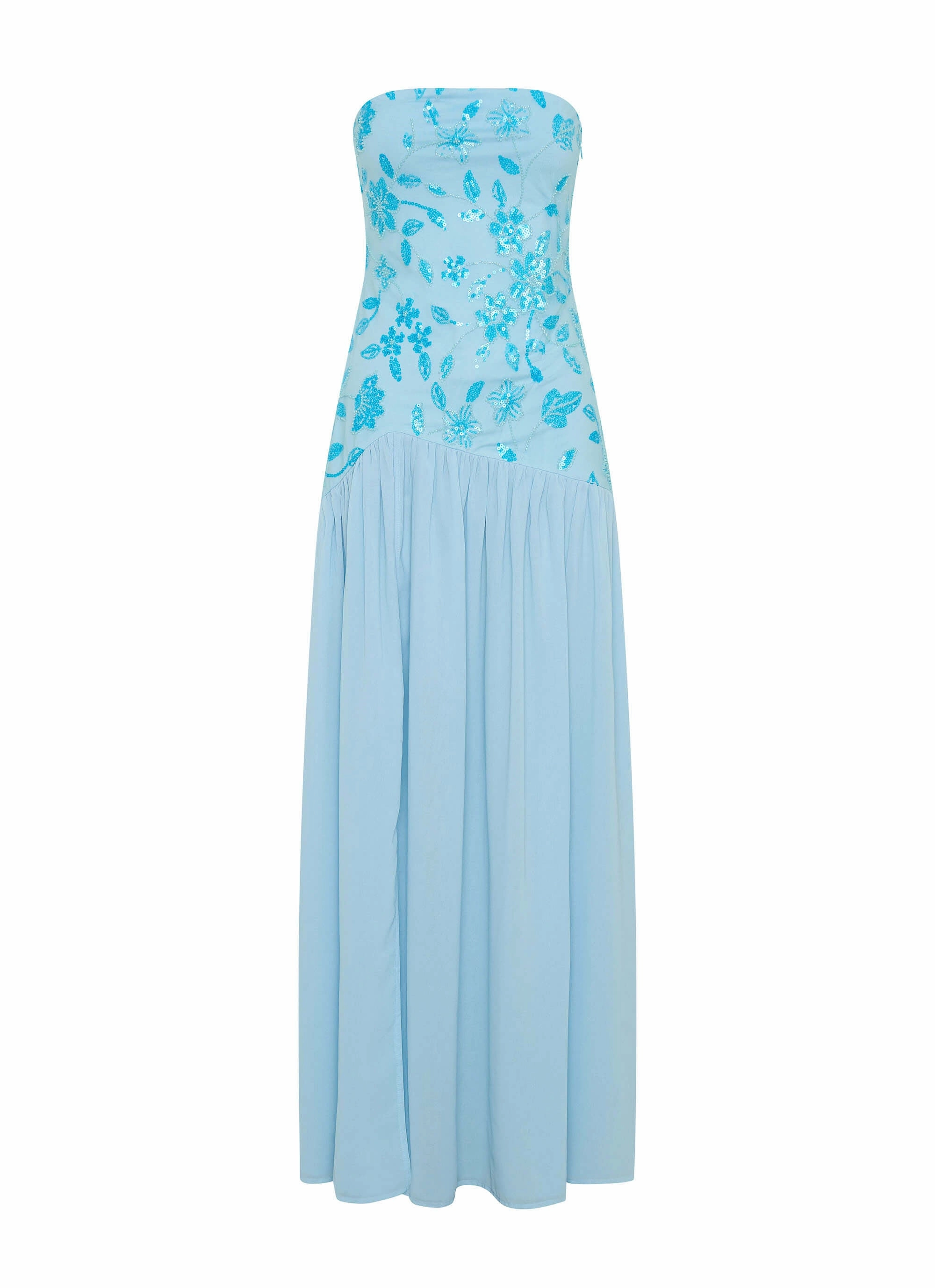 Eden Strapless Beaded Maxi Dress - Blue classic waist Grab Now