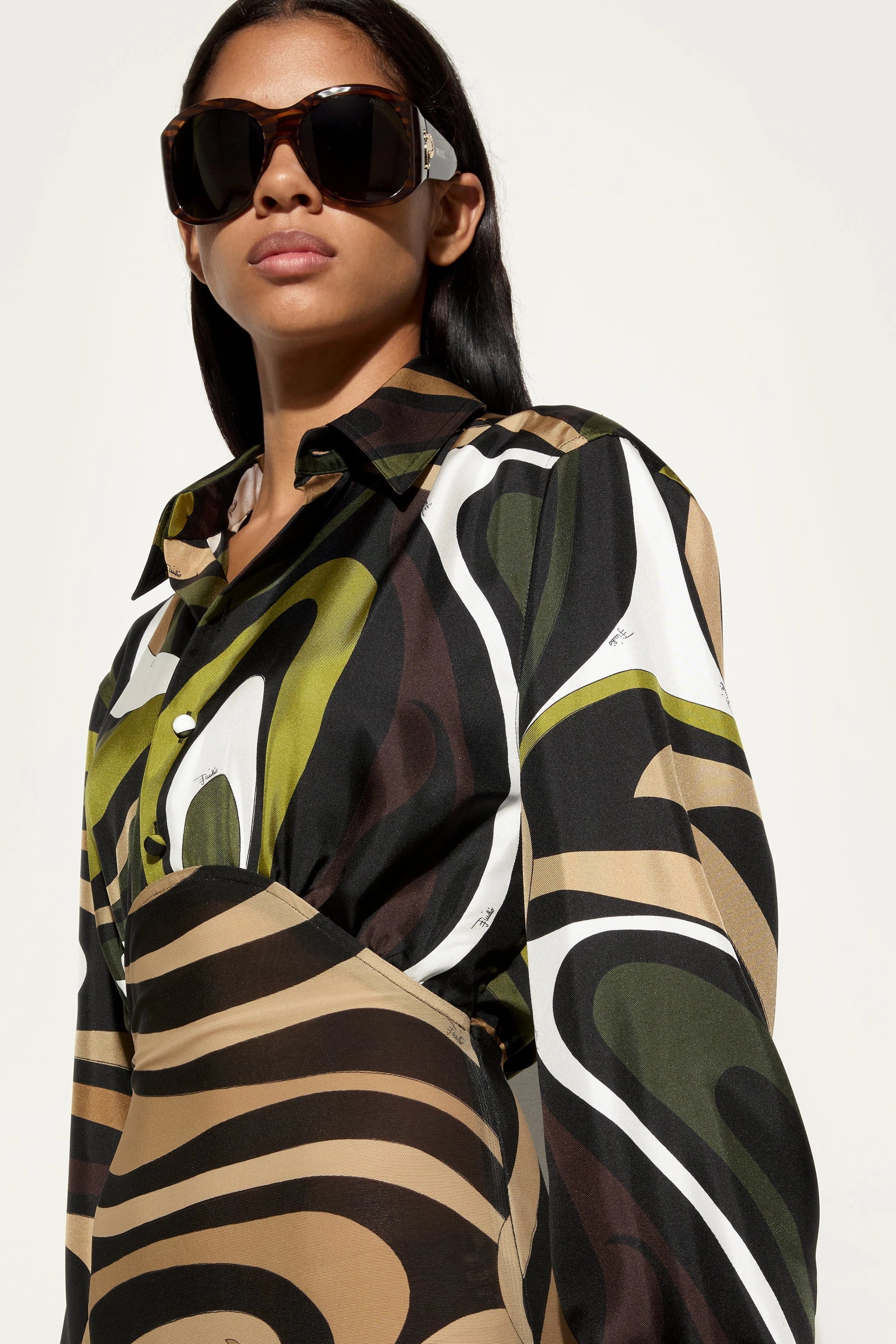 Fresh Outfit Marmo Print Long Sleeves Mini Dress