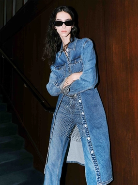 Luxe Appeal Side Pleated Denim Dress