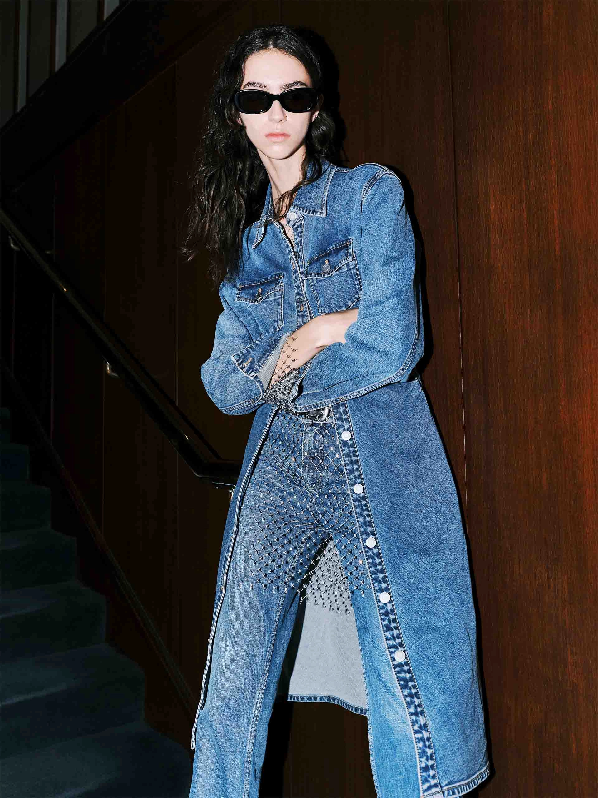 Luxe Appeal Side Pleated Denim Dress