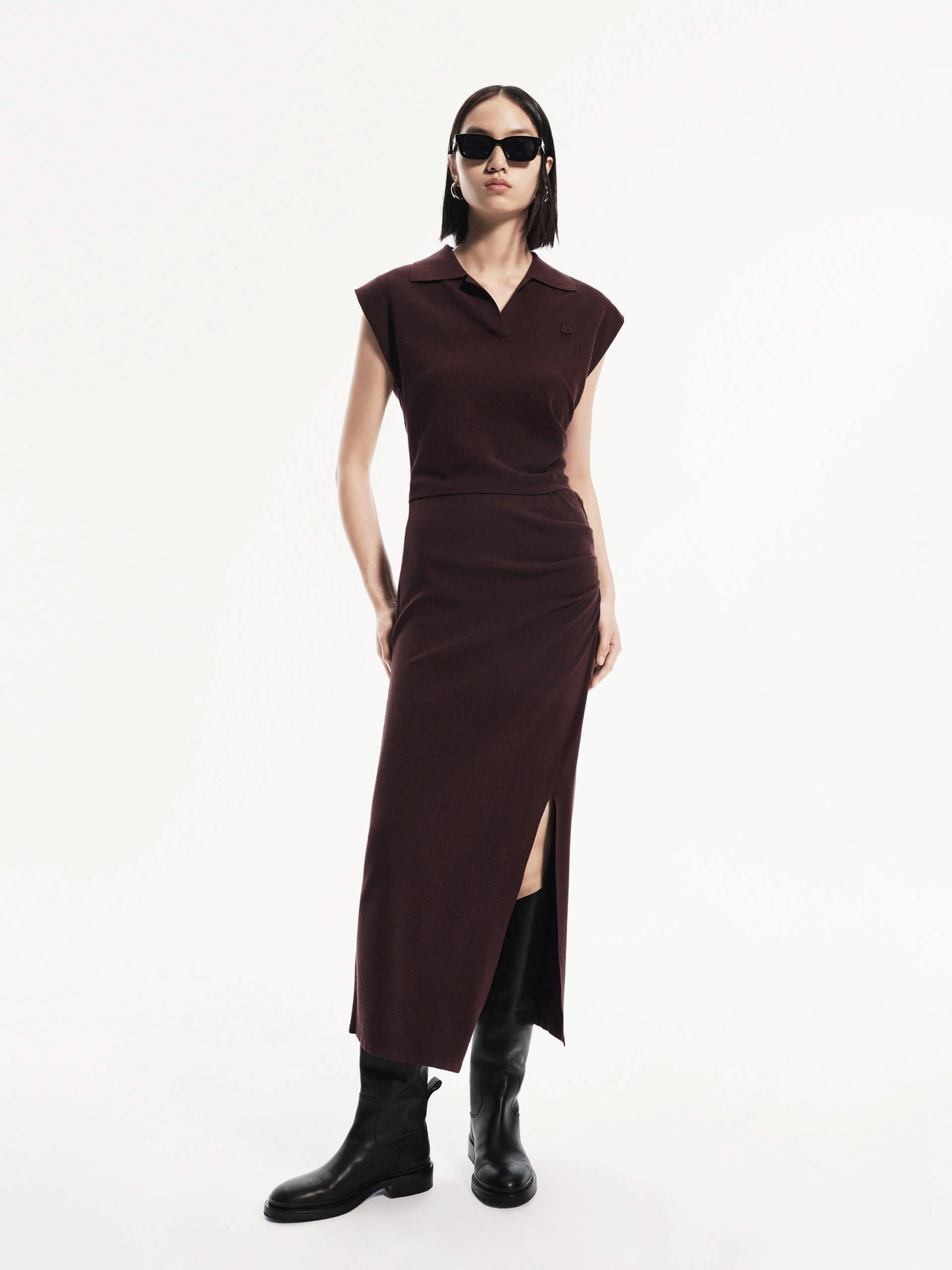 Bold Simplicity Scandi Light Polo Collar Fitted Dress Set