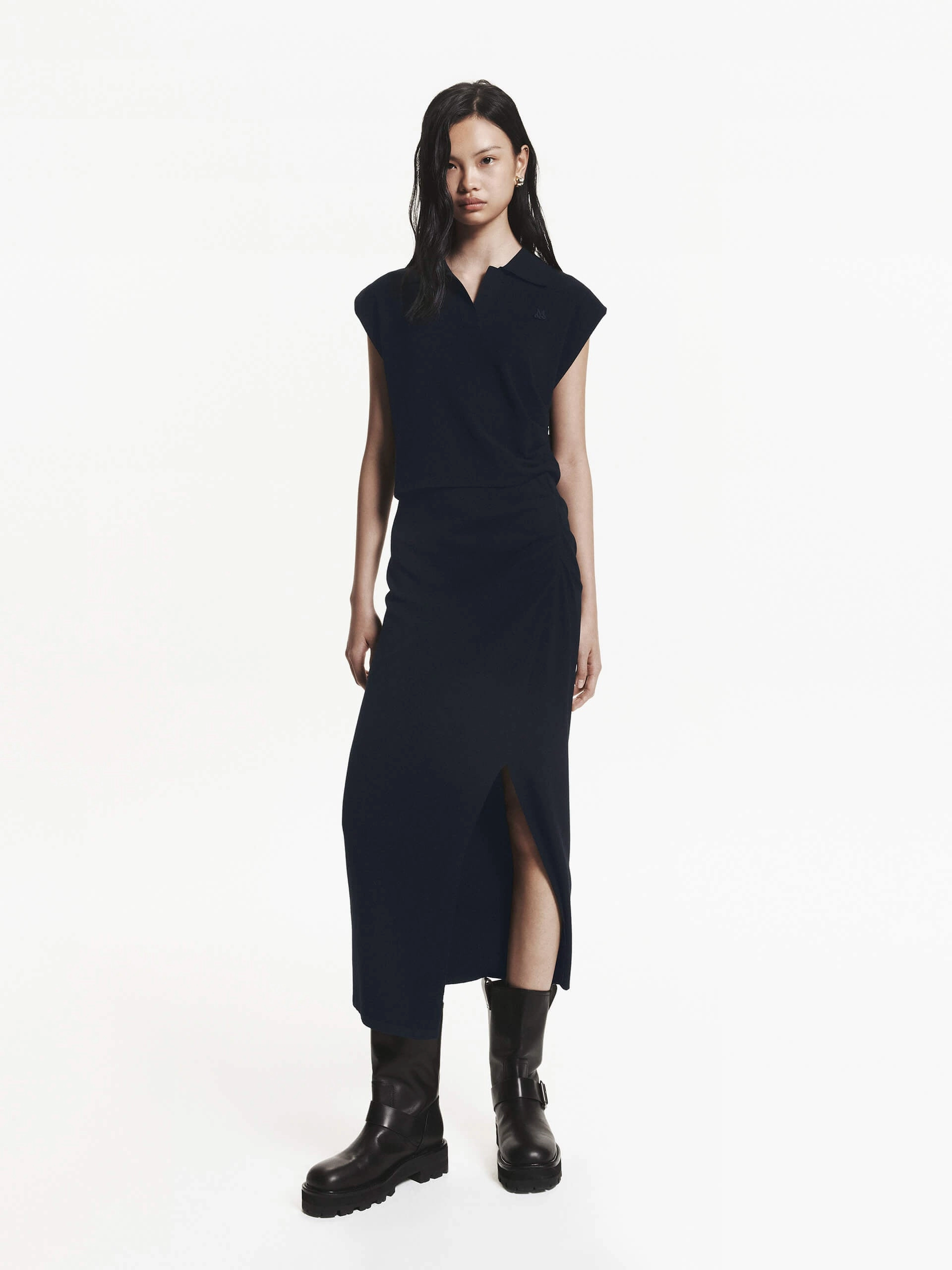 Fit Clean Easy to Wear Polo Collar Fitted Dress Set