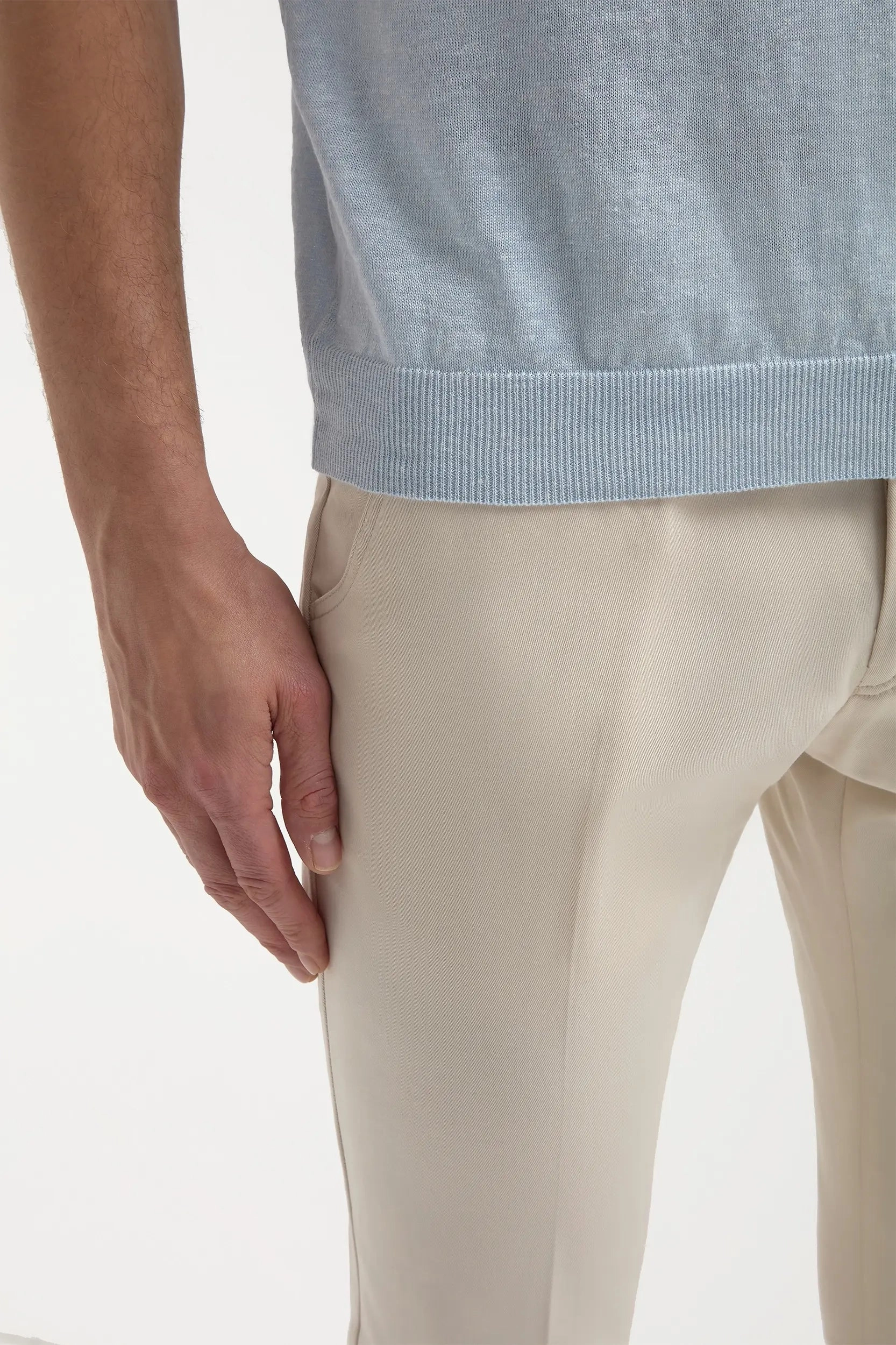 Smooth Seam Light blue striped linen t-shirt - Made in Italy