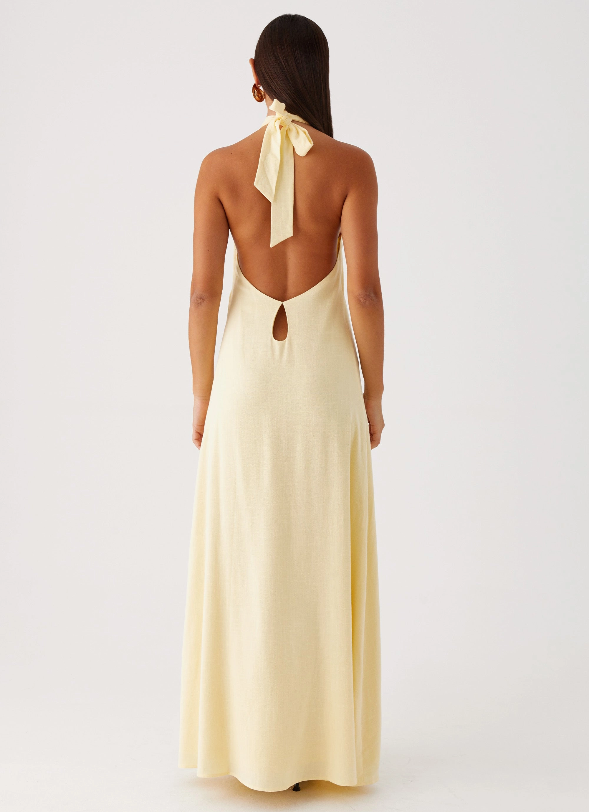 Golden Child Linen Maxi Dress - Yellow Beaded-Edge