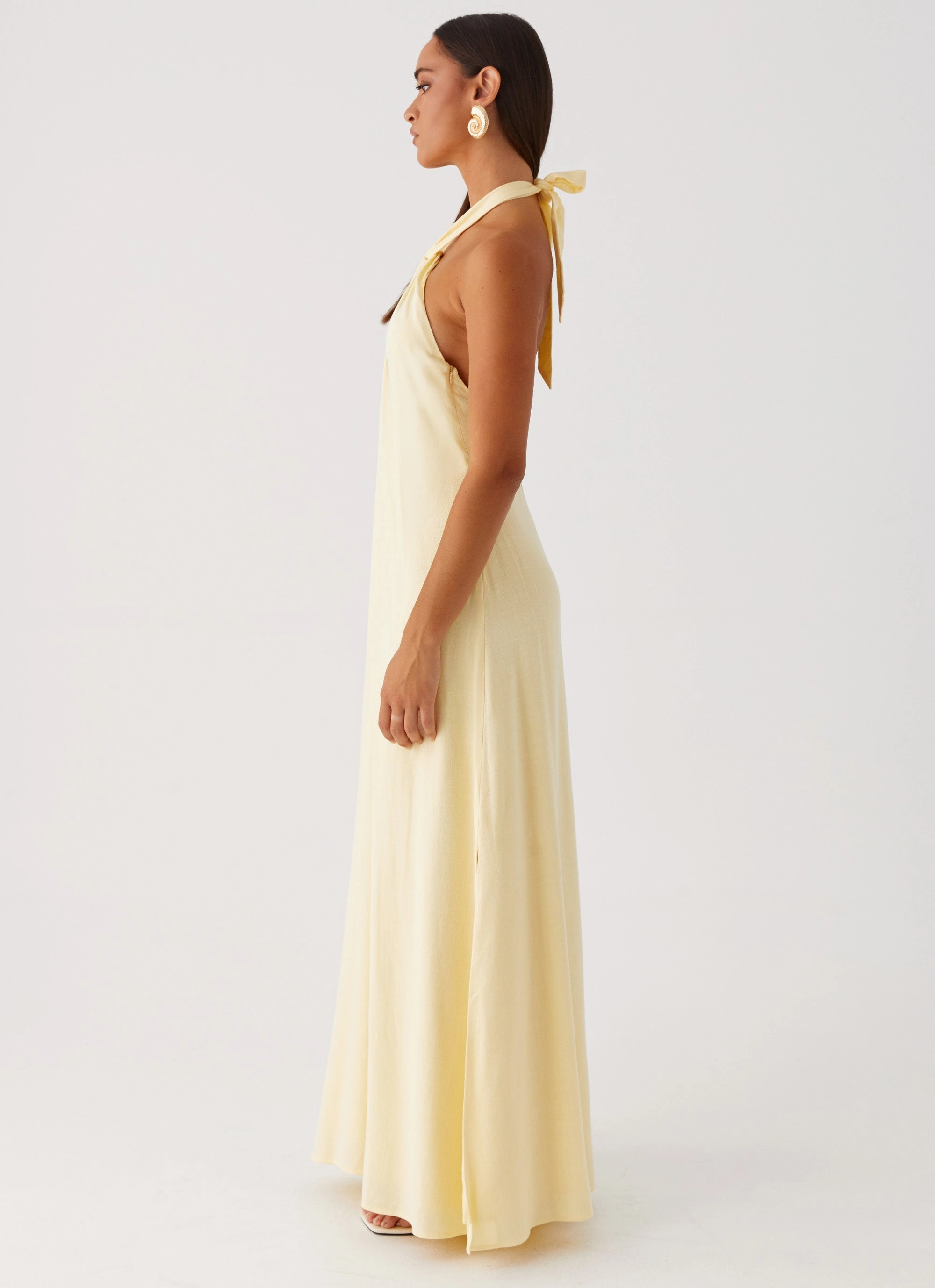 Golden Child Linen Maxi Dress - Yellow Cool Shape Modern Soft