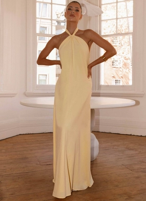 Golden Child Linen Maxi Dress - Yellow Trendy Fit Look Must Have