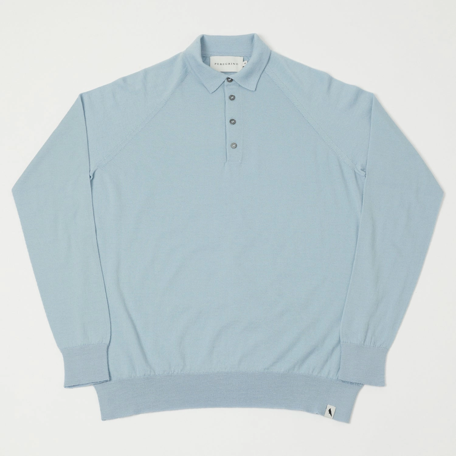 Peregrine Long Sleeve Wool Polo Shirt - Ocean Smooth Flatlock Seams