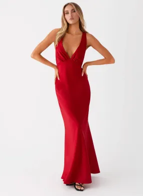 Slyvia Maxi Dress - Red Modern Lines Effortless Tailoring