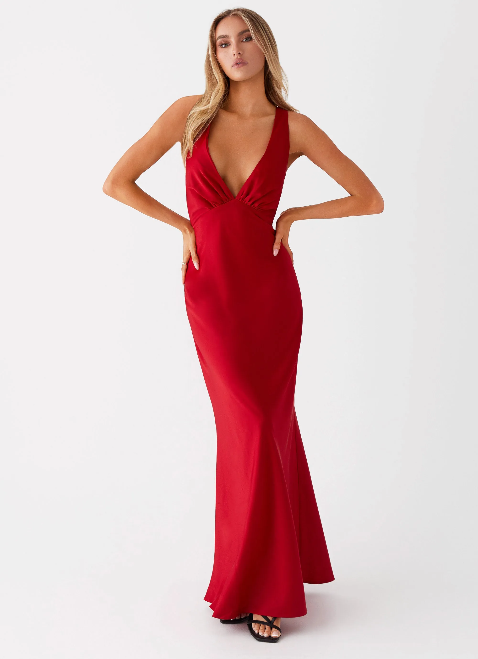Slyvia Maxi Dress - Red Modern Lines Effortless Tailoring