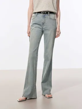Universal Style Natural Look Vintage Washed Flared Jeans