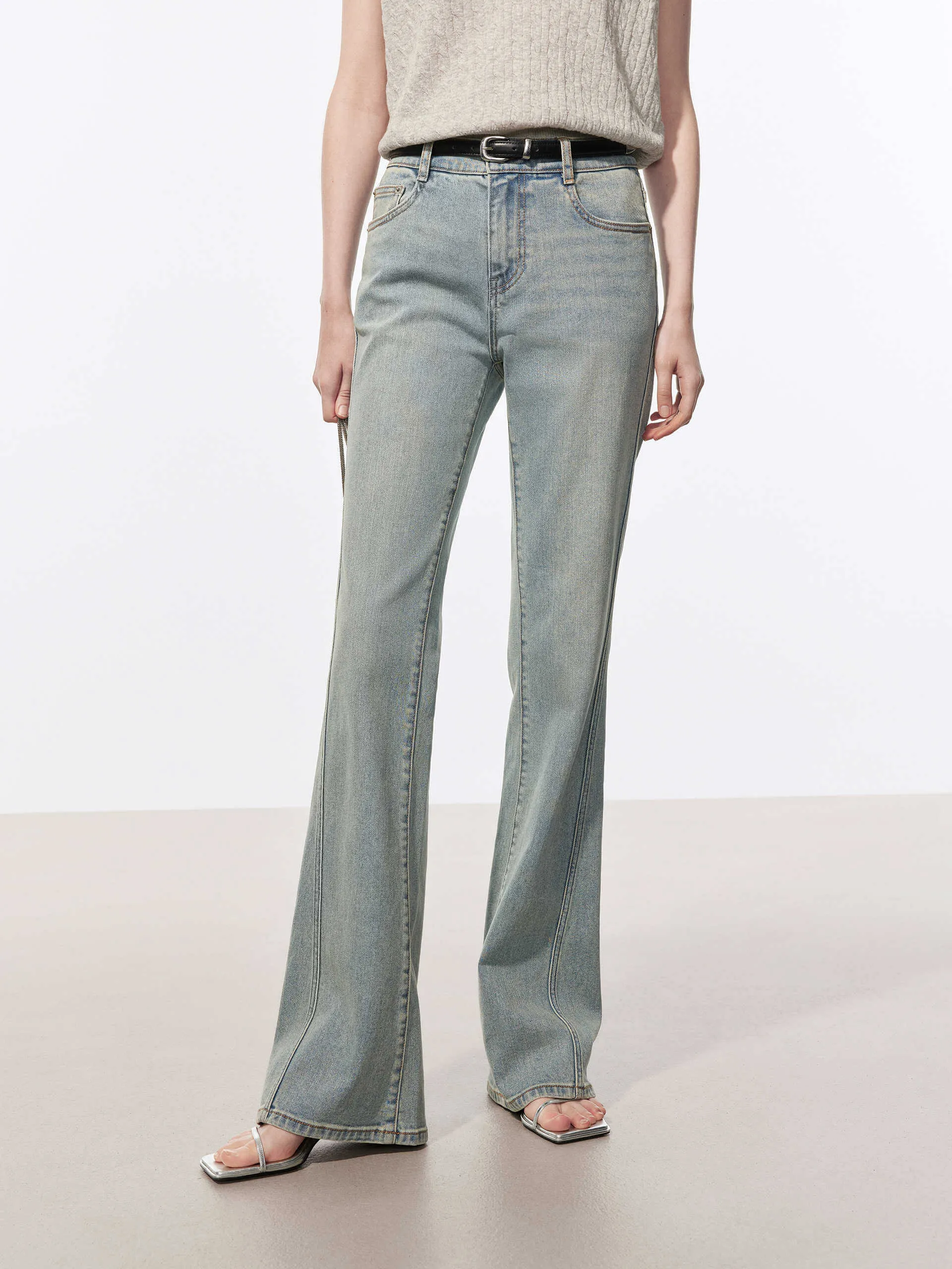 Loose Modern Minimalist Vintage Washed Flared Jeans