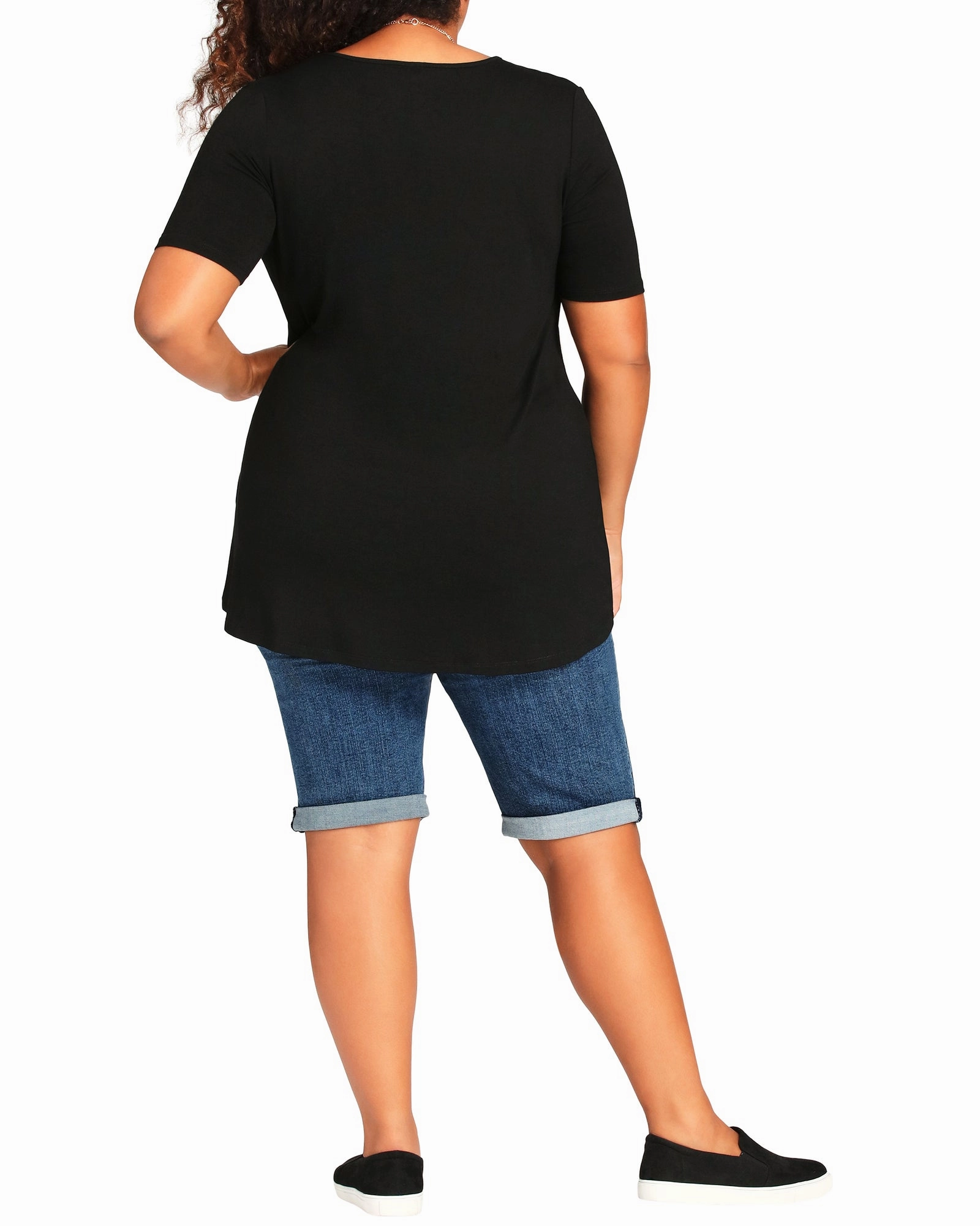 Kimia Denim Cuffed Bermuda Shorts | Medium Wash Neutral Daily Wear