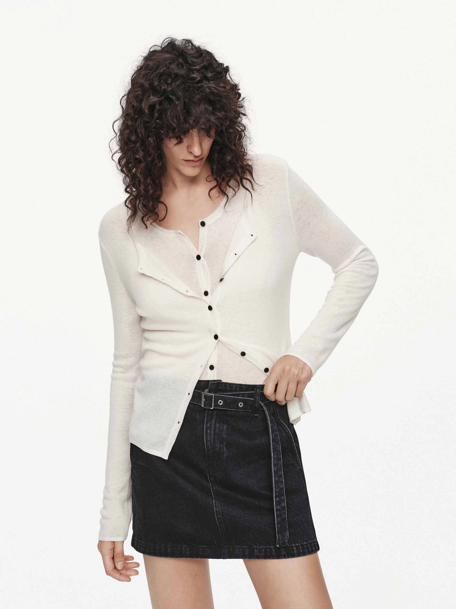 Natural Drape Ultra Fine Gauge Two-piece Set Wool Cardigan