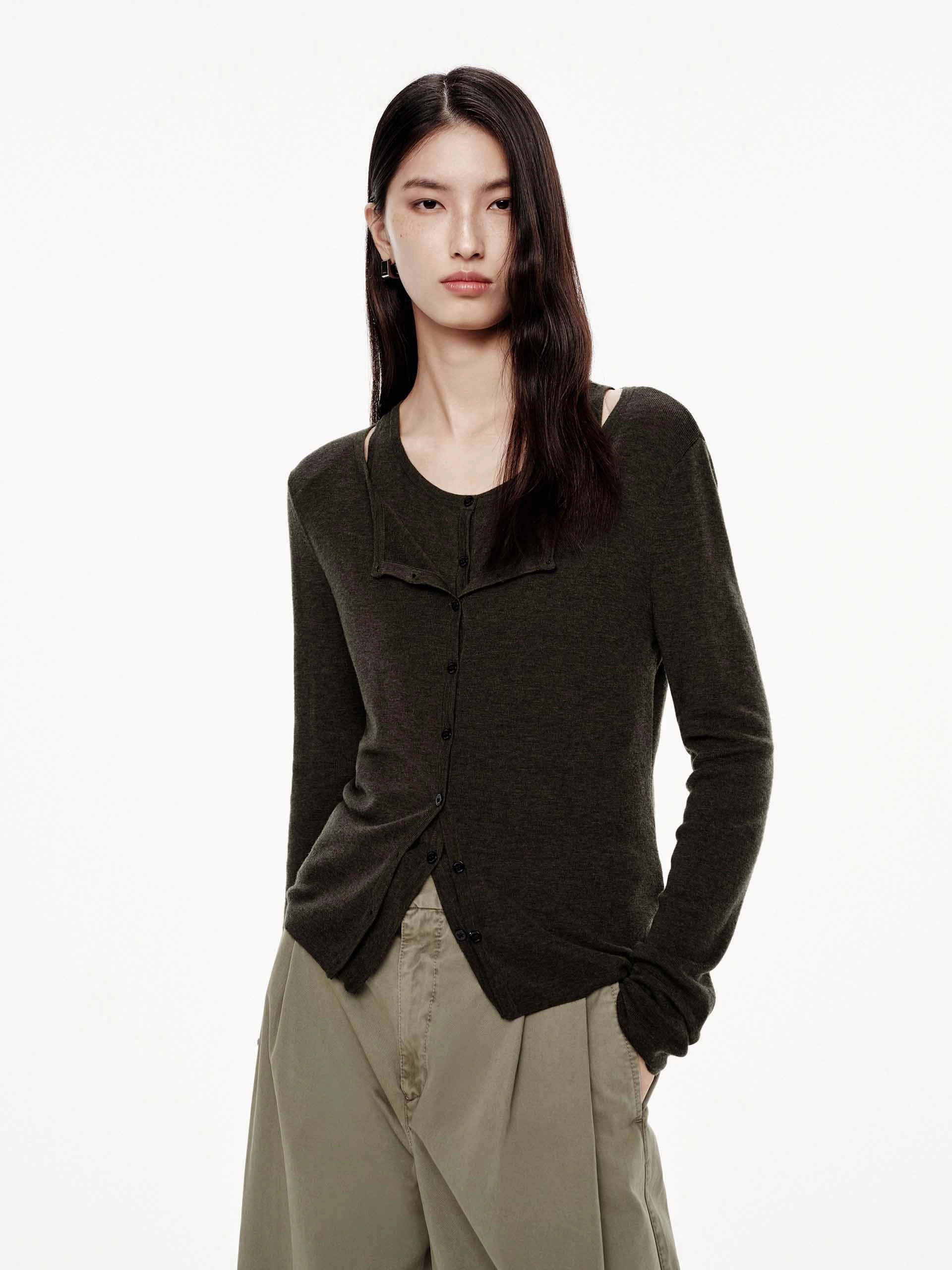 Two-piece Set Wool Cardigan Water Repellent Treatment