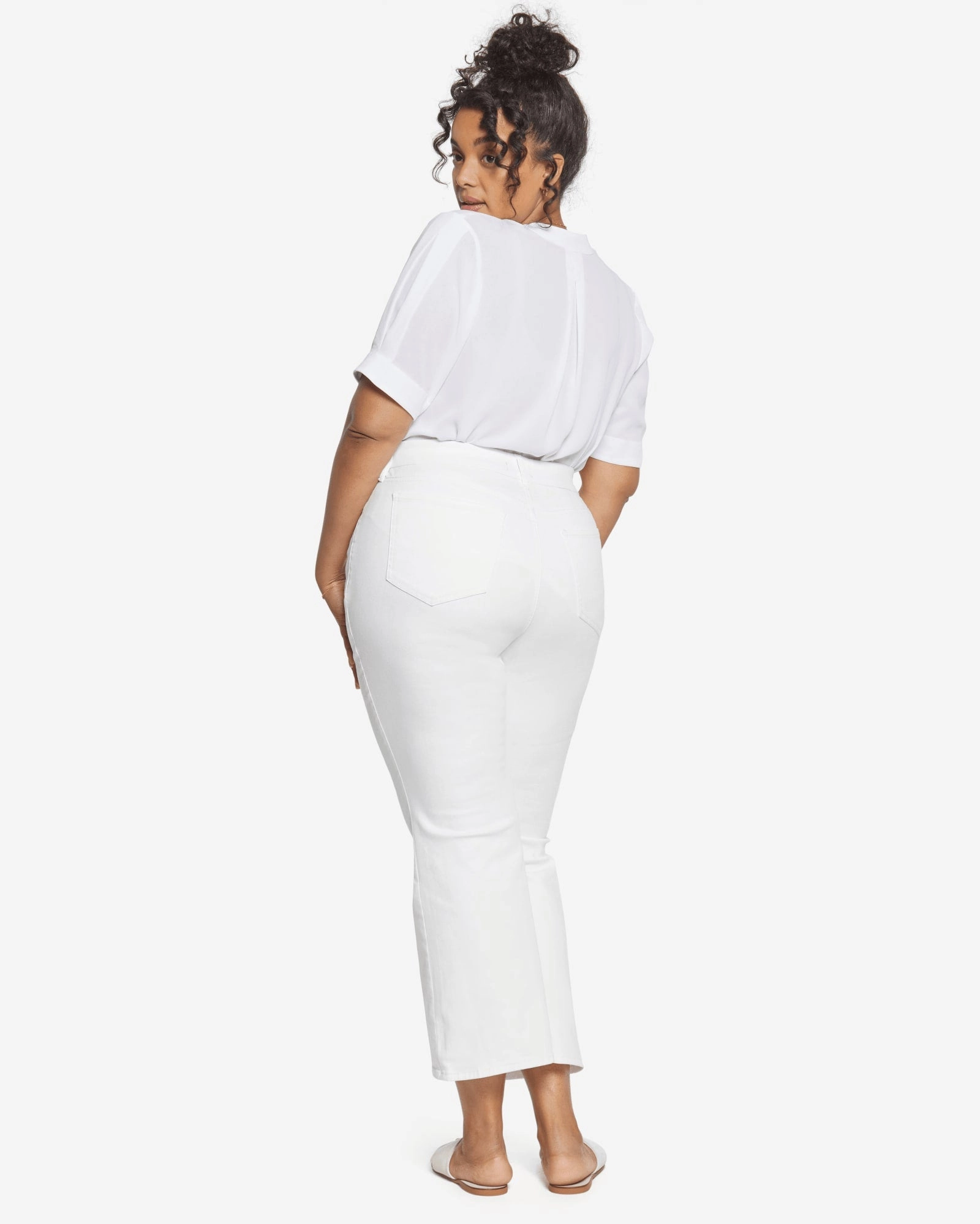 Waist Match Relaxed Flare Jean | Optic White Fashion Essential Evening Stroll Athlete Fit