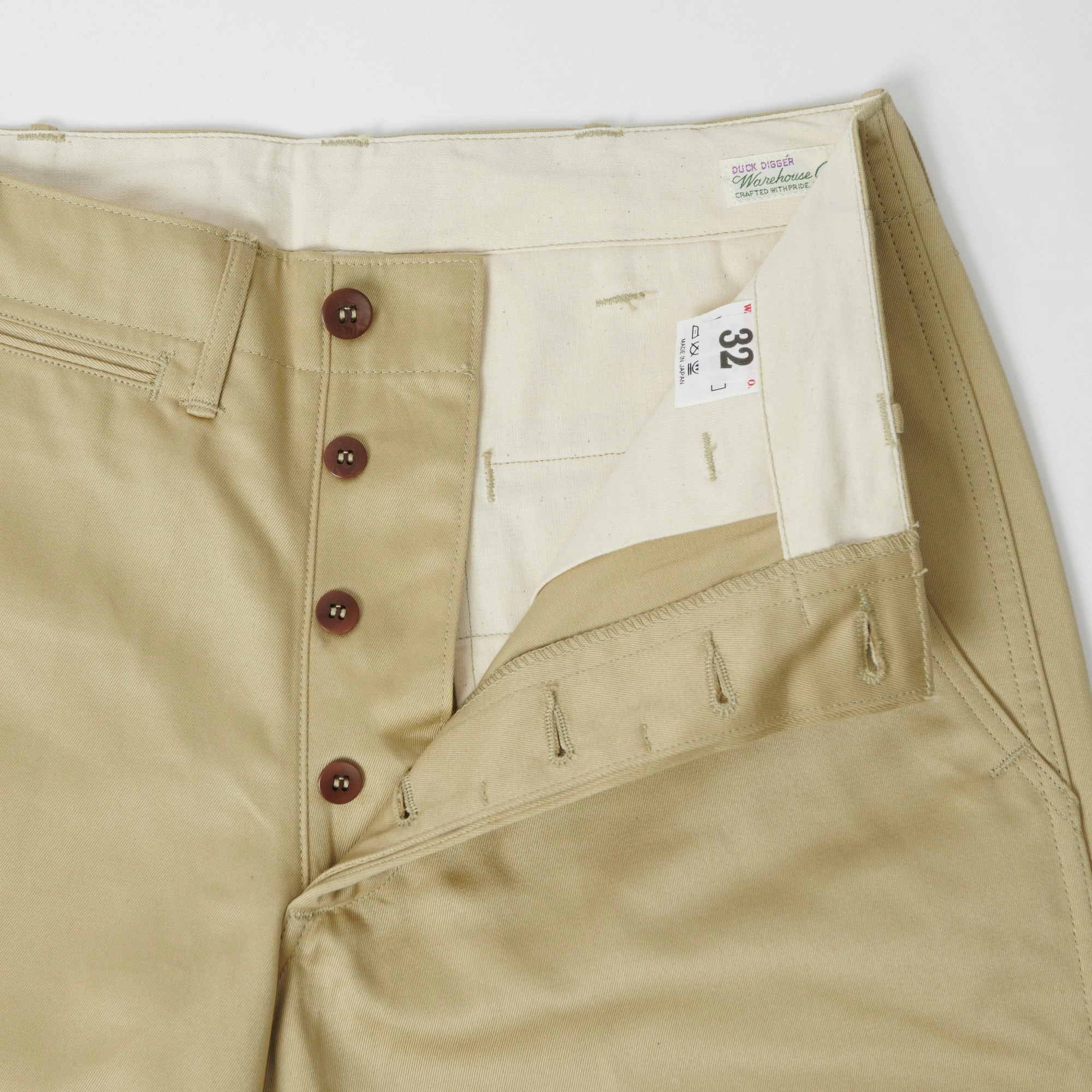 Warehouse & Co 1204 Duck Digger Chino Short - Beige Dual Zone Ventilation