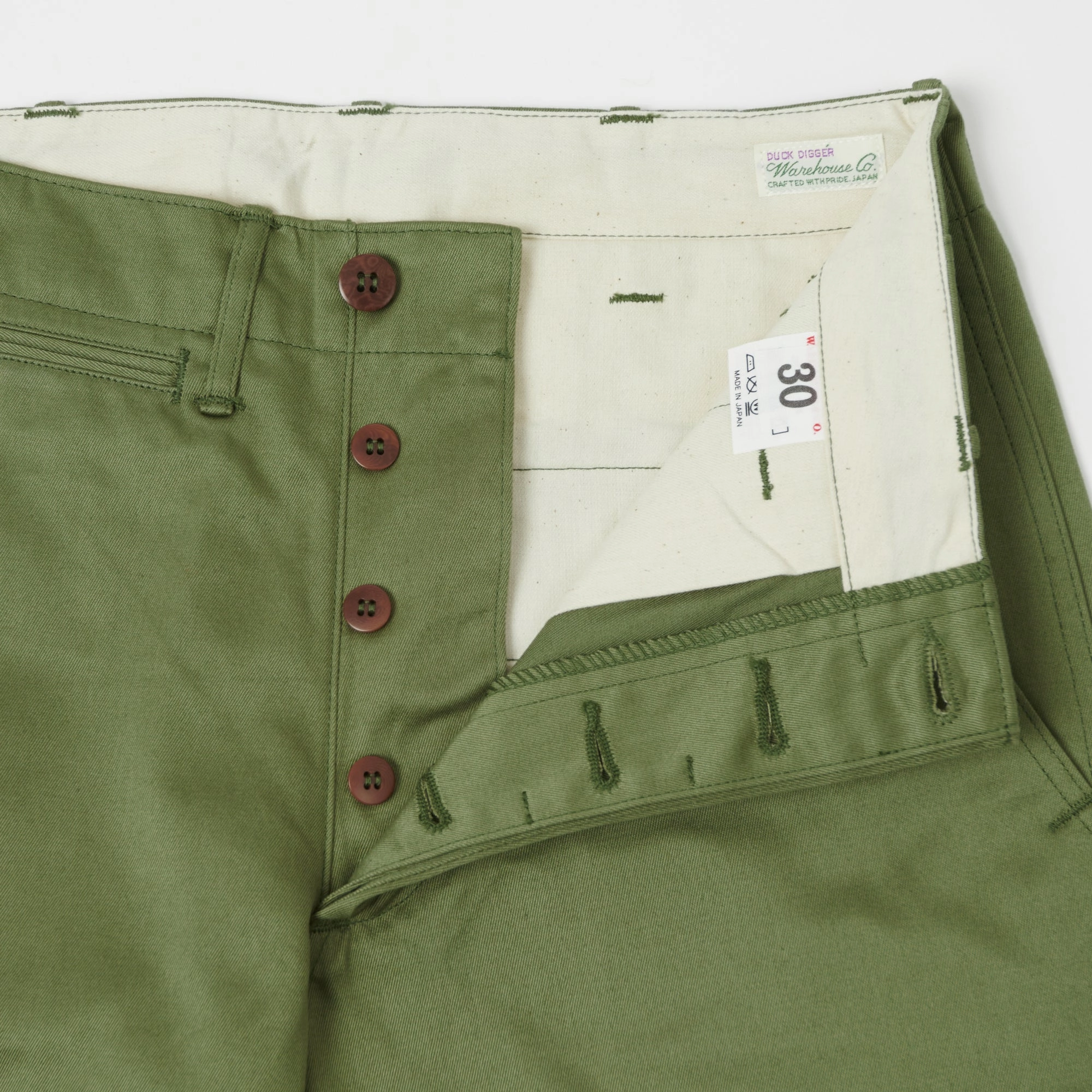 Breezy Stretch ribbed texture Warehouse & Co 1204 Duck Digger Chino Short - Green