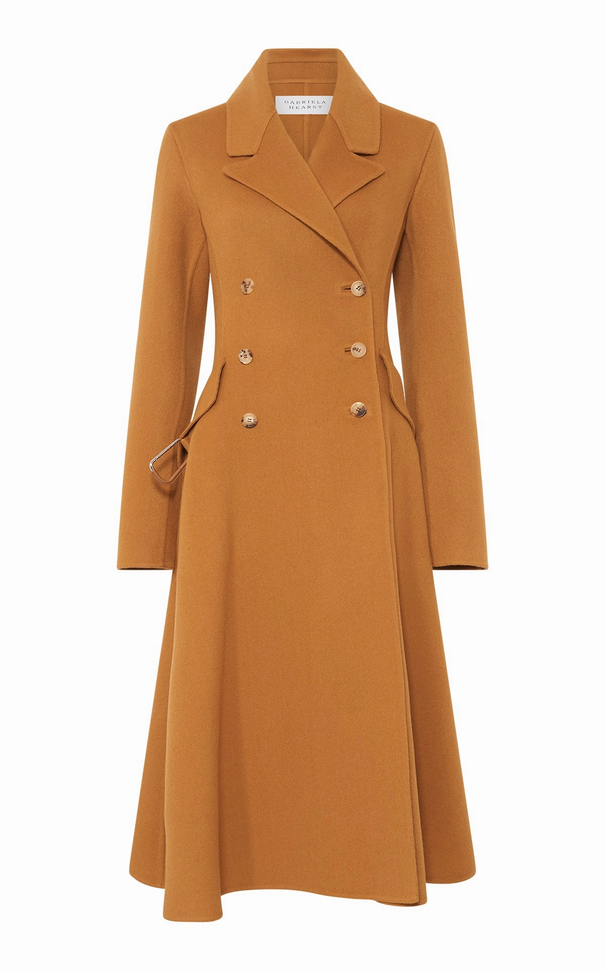 Seamless Stitching Travel Street Style Cantwell Coat in Yellow Ochre Double-Face Recycled Cashmere