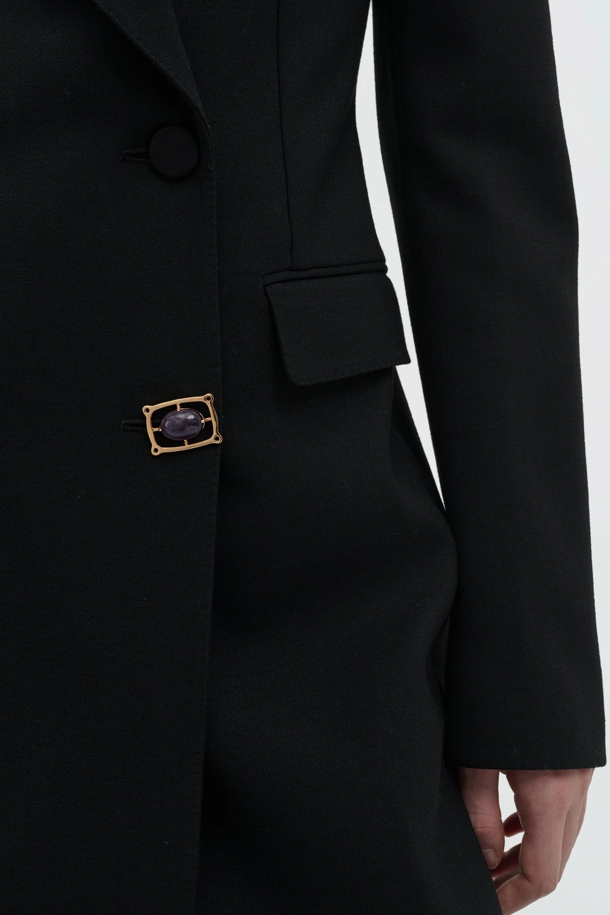 Julien Coat in Black Recycled Wool Non Restrictive Silhouette