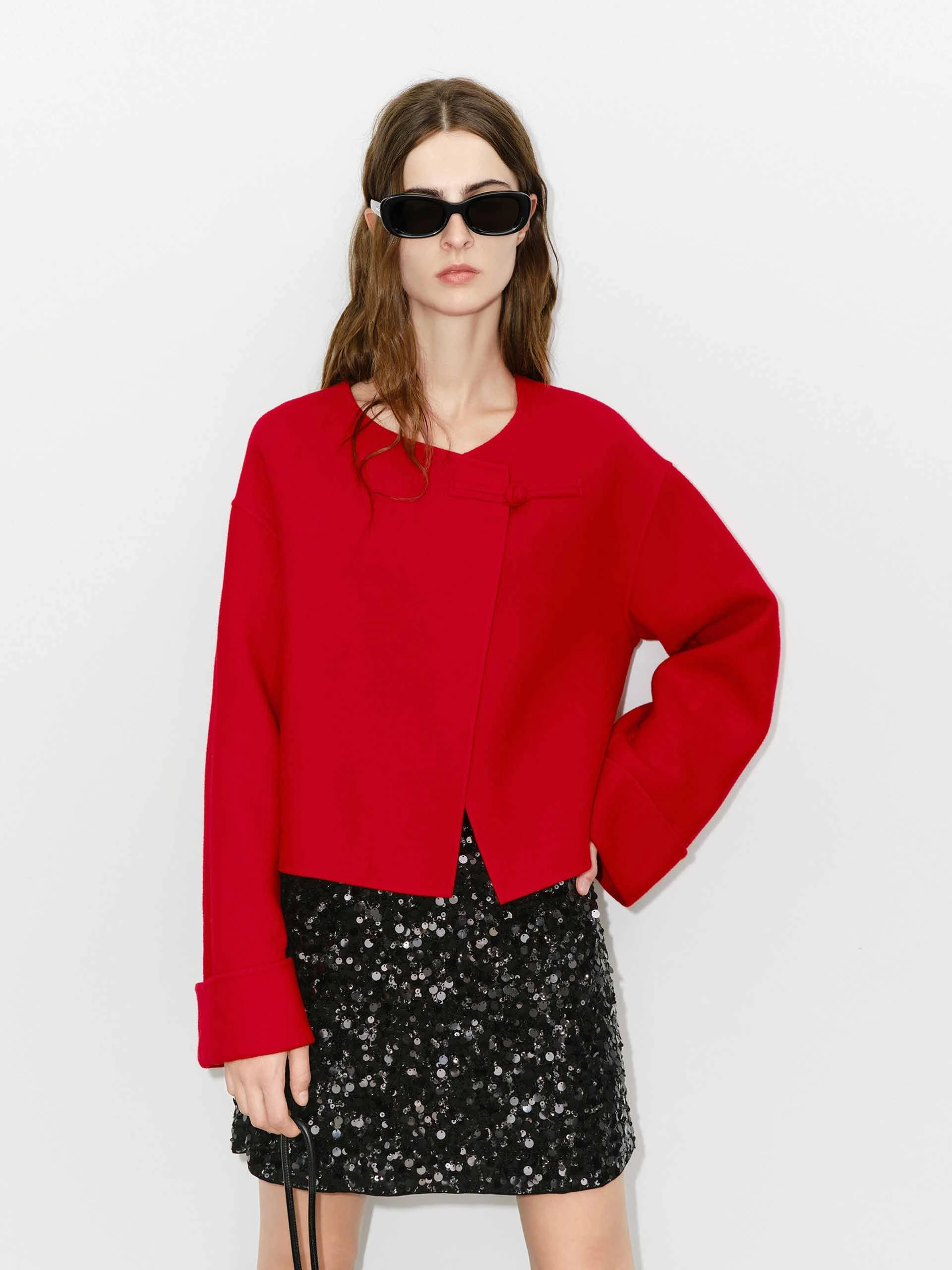 Cheongsam Buckle Coat Flexible Shoulder Gussets