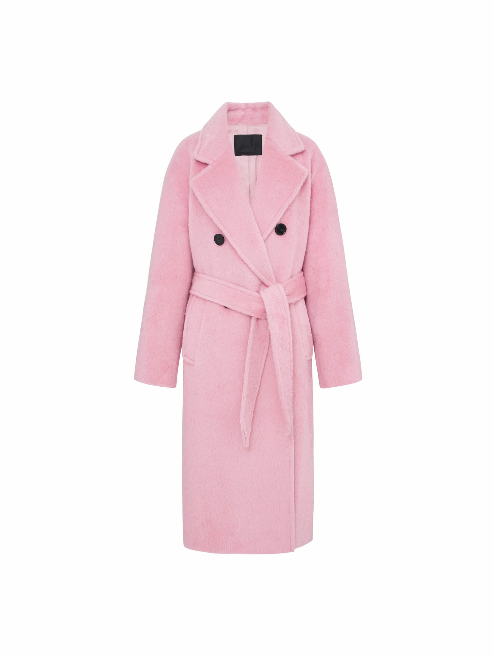 Double Layered Fabric Belt Long Fuzzy Coat