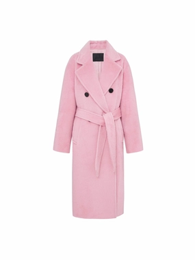 Double Layered Fabric Belt Long Fuzzy Coat