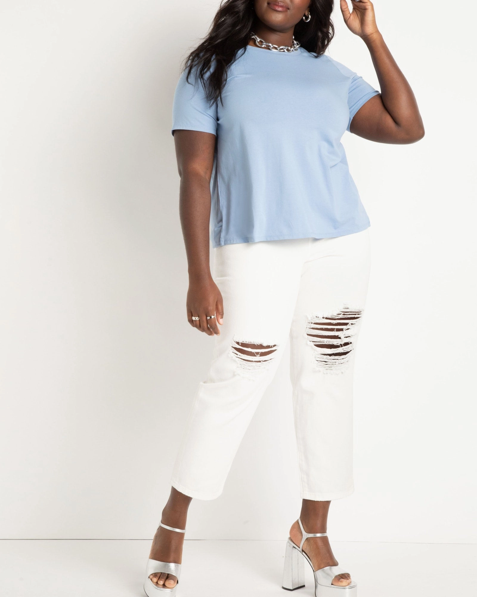 Distressed Skinny Jean | White Denim Premium Material Durable Summer Vibes