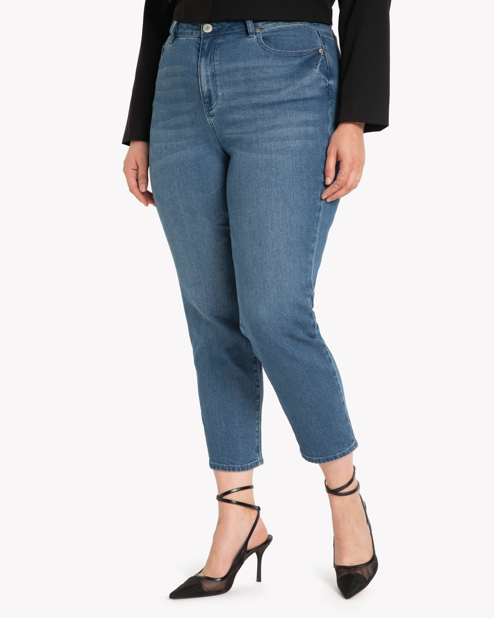 Angie High Rise Slim Straight Ankle Jeans | Medium Wash Minimalist Eco Friendly Multi Purpose Pockets