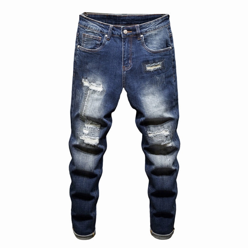 Stylish Vibrant clean look West Louis? Distressed Ripped Hip Hop Style Denim Jeans