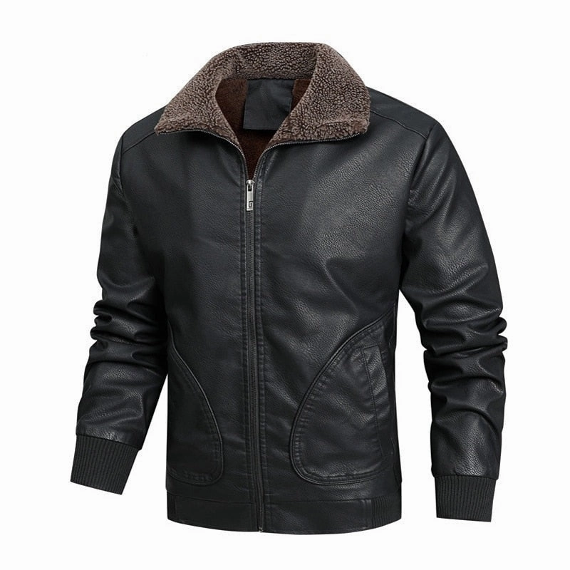 rehearsal Secure Closures West Louis? Fleece Collar Business Style Leather Jacket