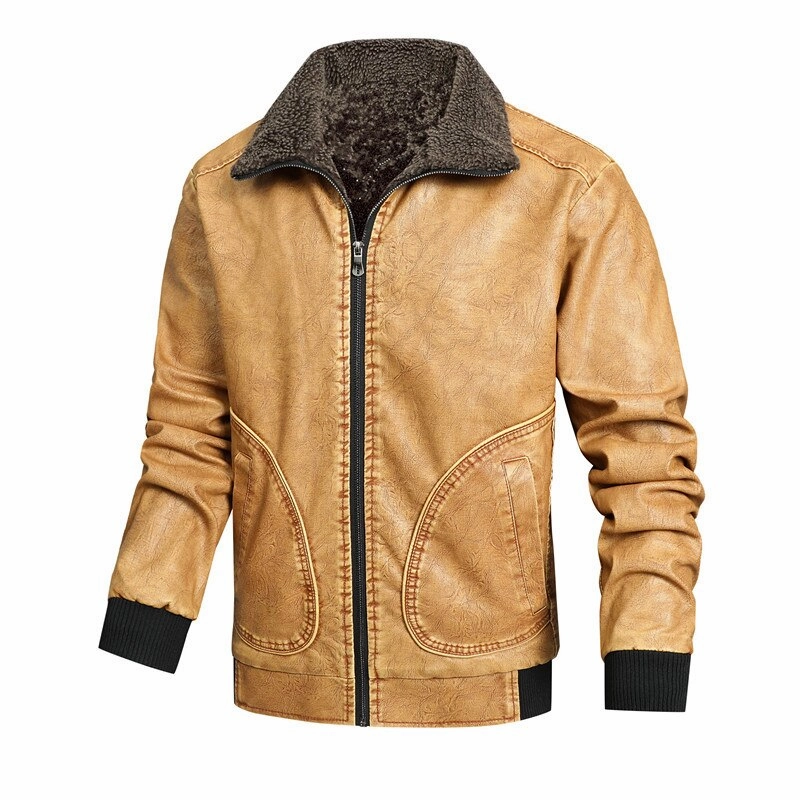Streamlined Fit Weekend Style West Louis? Fleece Collar Business Style Leather Jacket