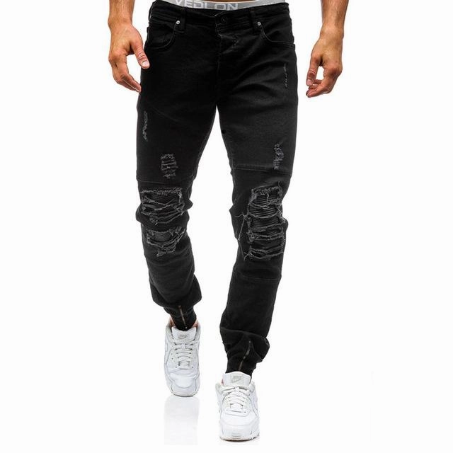 Breathable Minimalist Travel Outfit Street Fashion Creative Look West Louis? Hip Hop Washed Men Skinny Hole Jean
