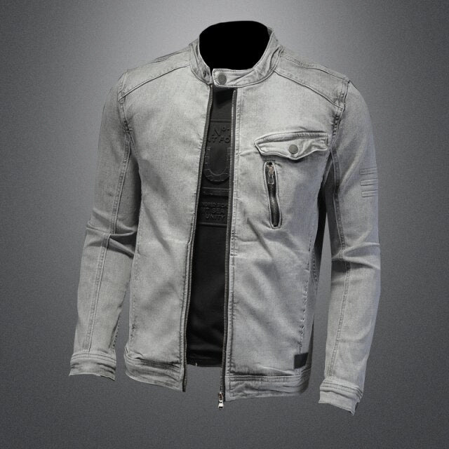 West Louis? Moto Biker Streetwear Denim Jacket Core Look Jog