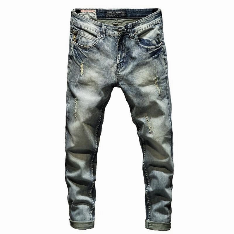 Comfortable clothing Modern Winter Warmth Loose West Louis? Skinny Ripped Distressed Denim Jeans