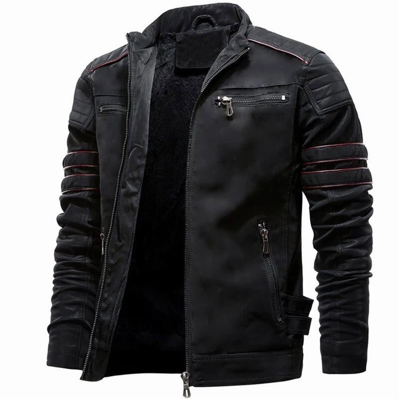 Odor Control Treatment Winter Coat West Louis? Stand Collar Motorcycle Washed Velour Leather Jacket
