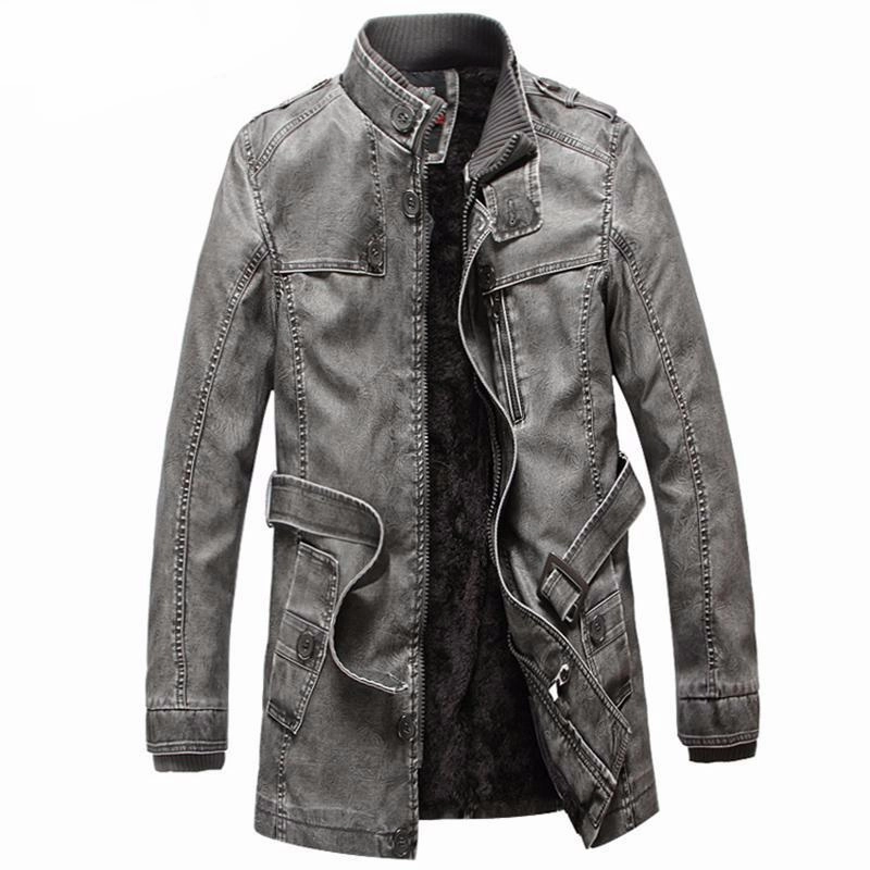 Adaptive Layering System West Louis? Winter PU Moto Long Leather Jacket