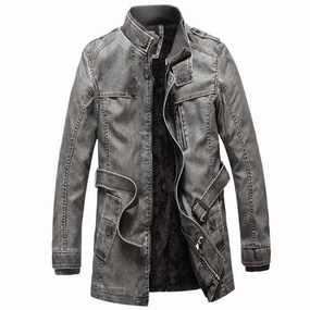 color fast West Louis? Winter PU Moto Long Leather Jacket