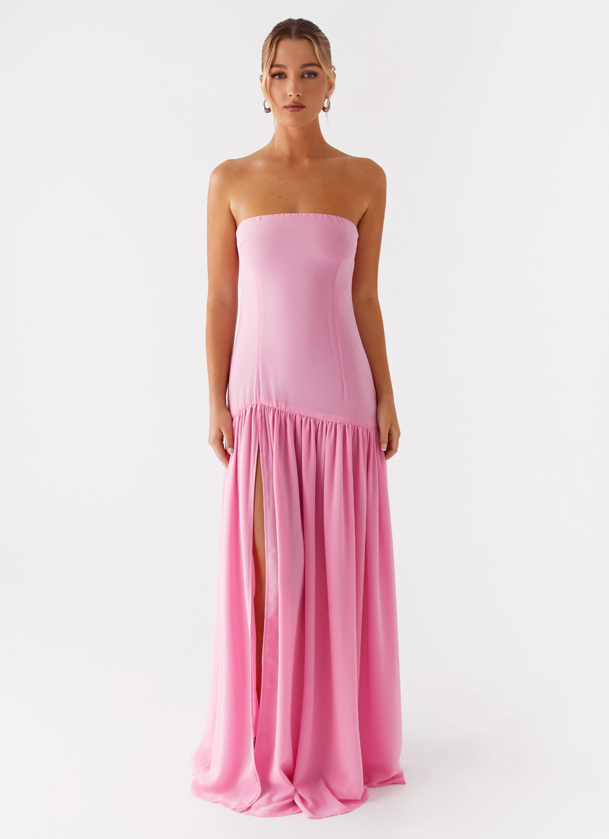 Pure Fabric Eden Strapless Maxi Dress - Pink