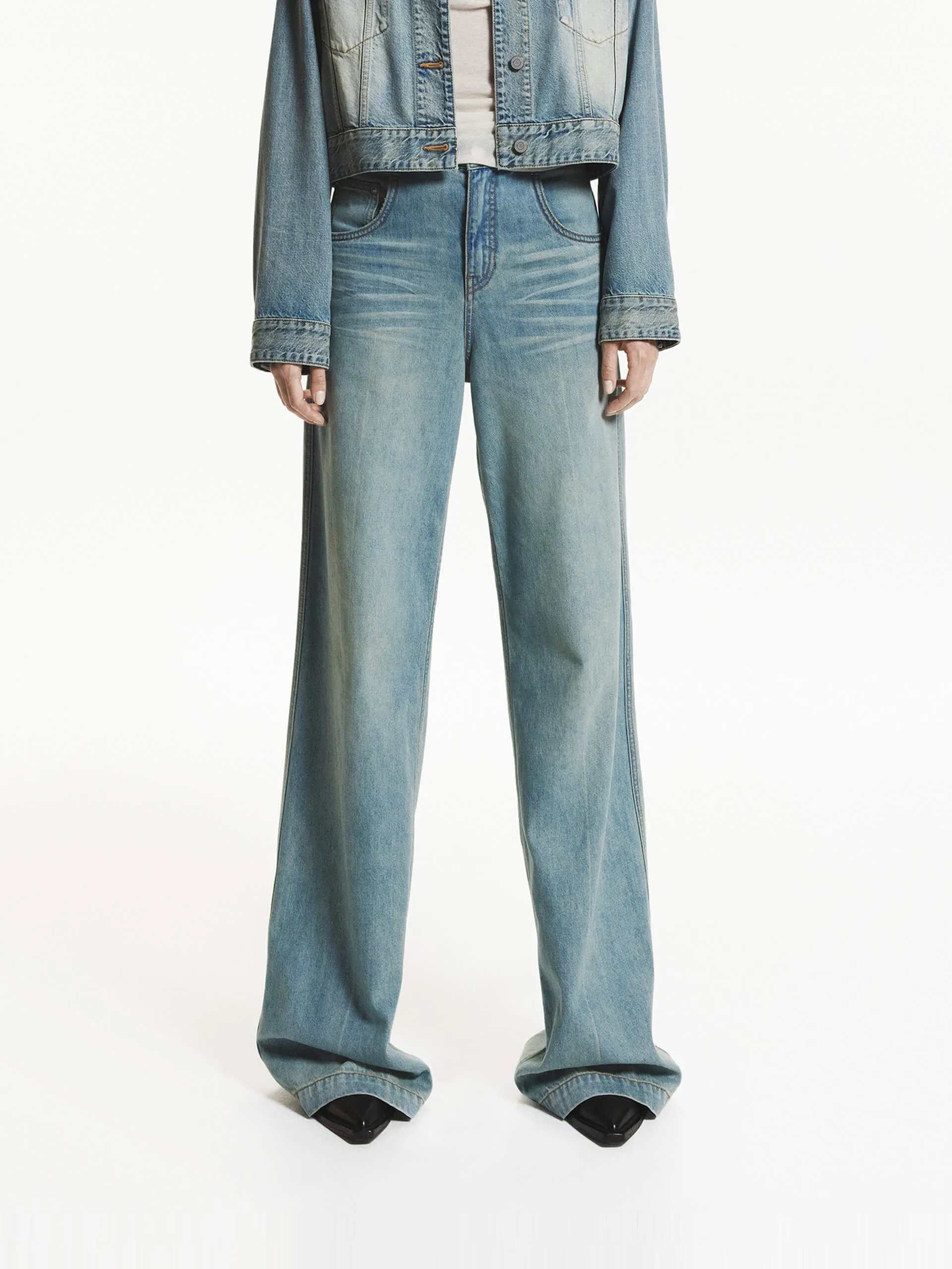 Neutral Choice Creative Look Work Ready Lightweight Whisker Detail Straight Jeans