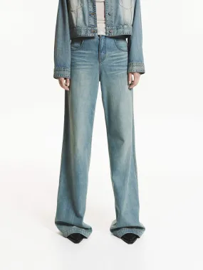 Reinforced Pockets Anti Slip Belt Loops Whisker Detail Straight Jeans