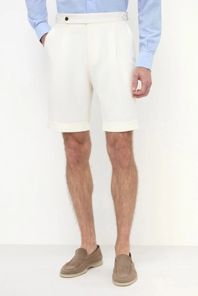 Flexible Comfort Port Pocket Design White cotton shorts - Made in Italy