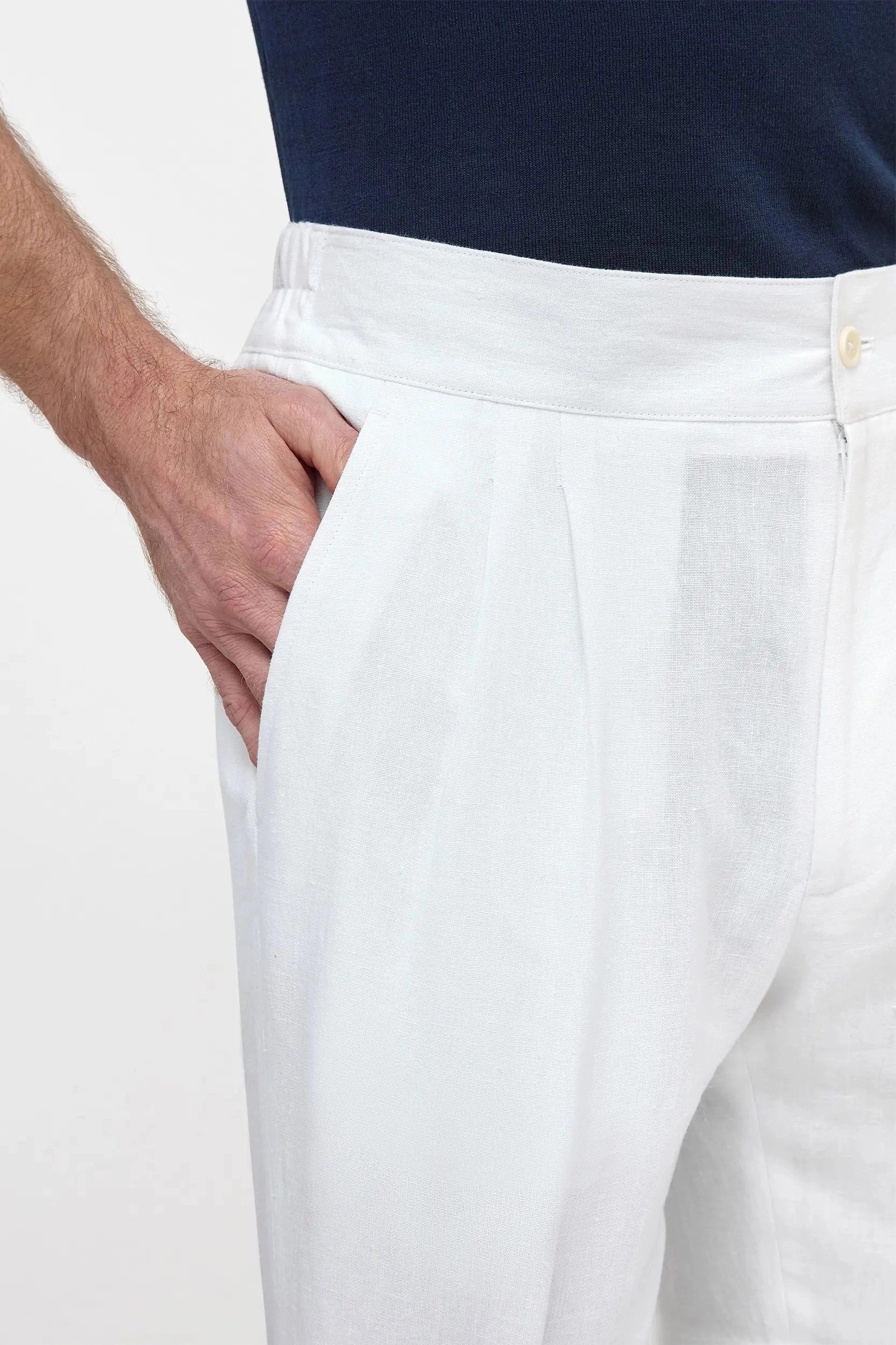 White linen relaxed shorts - Made in Italy snowboarding apparel