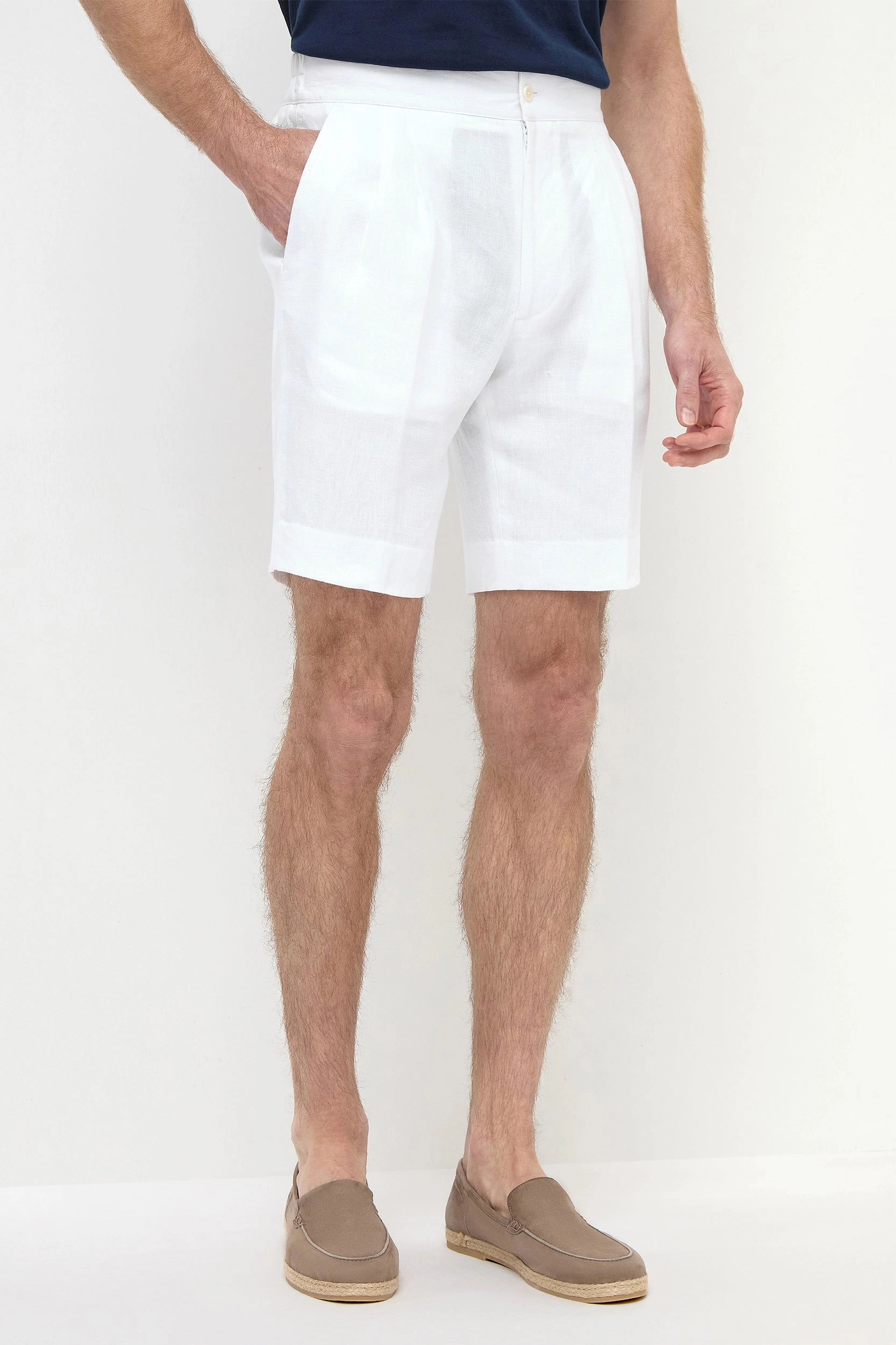 Comfy Vibes White linen relaxed shorts - Made in Italy