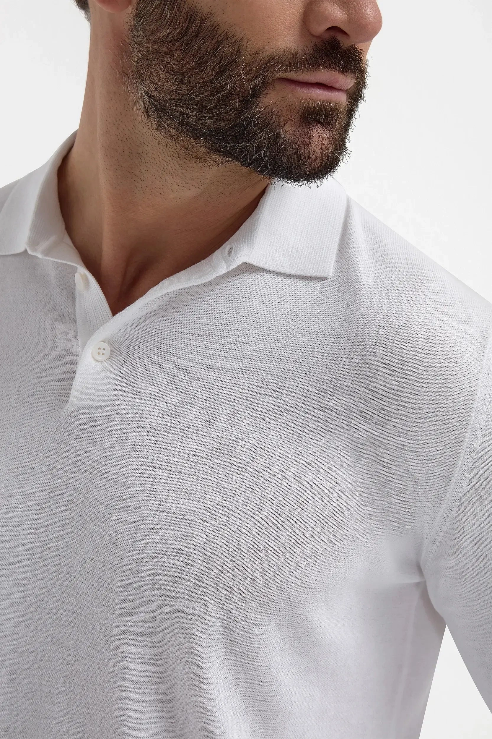 White long sleeve polo - Made in Italy Simple Casual Style