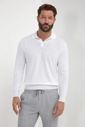 Low Maintenance Fibers All Time White long sleeve polo - Made in Italy