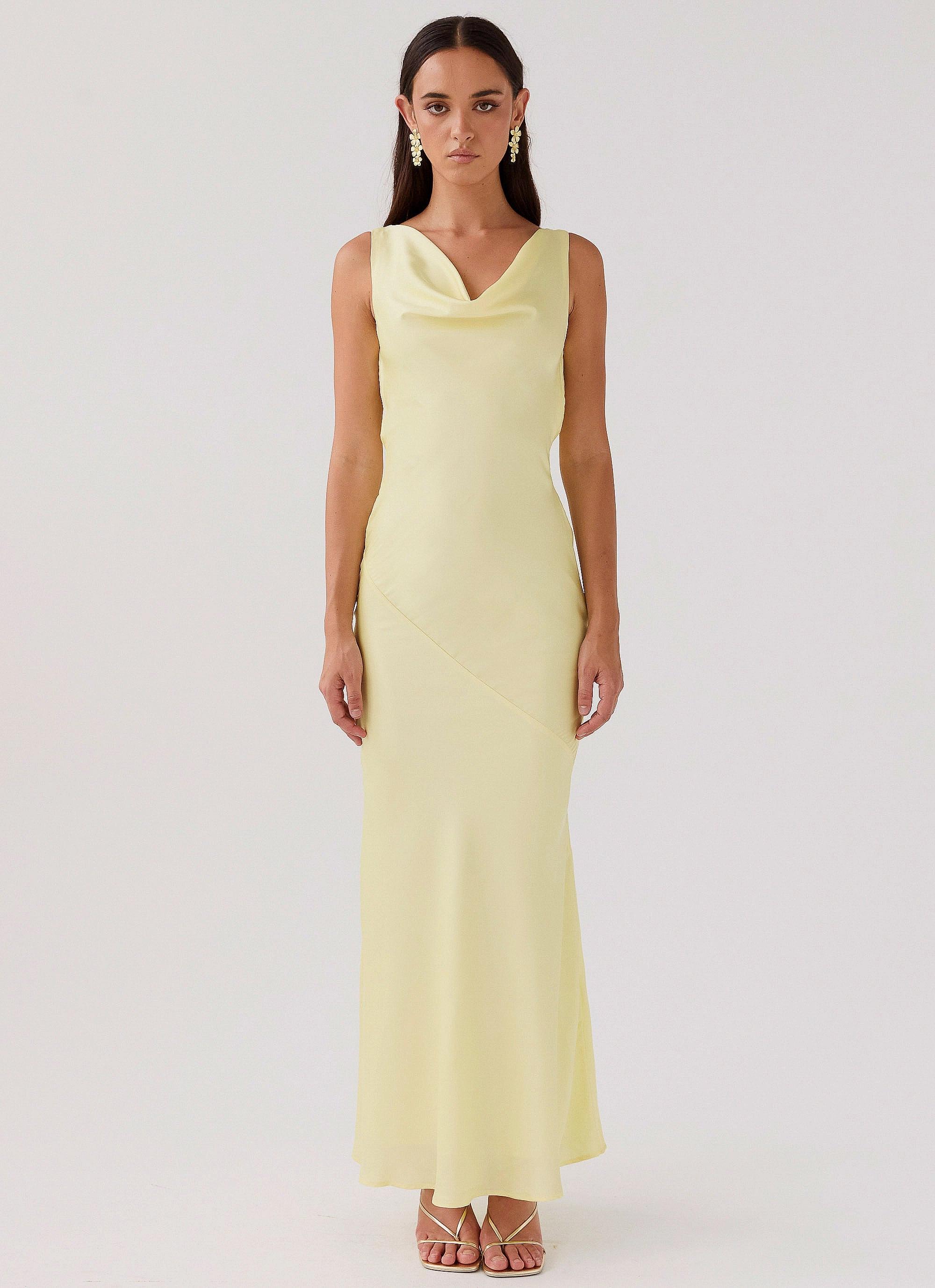 Be Mine Satin Maxi Dress - Canary Perfect Comfort Wear