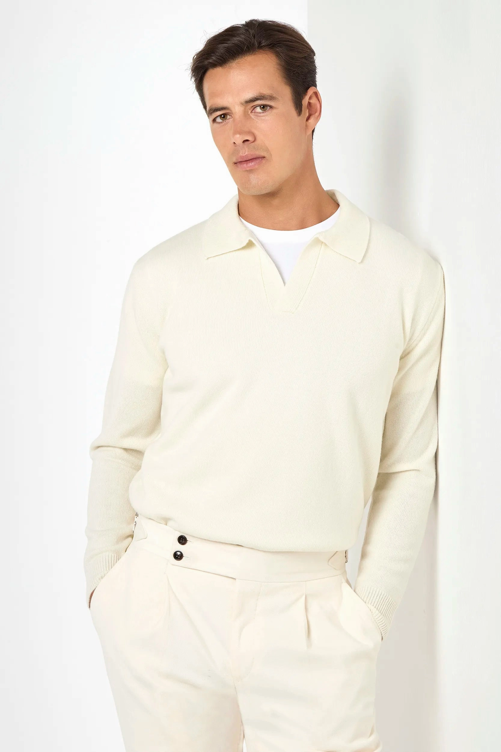 Soft Touch White wool polo - Made in Italy